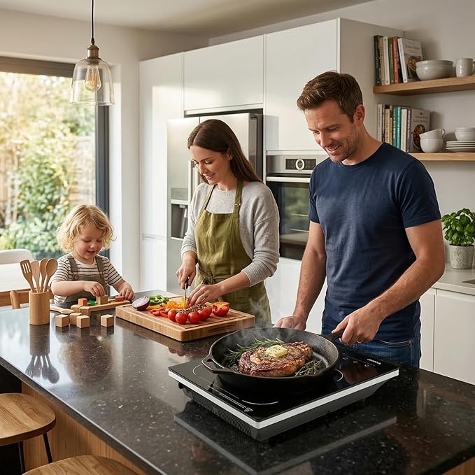 Topwish Single Burner Electric Stove, 110V-120V Portable Induction Cooktop, 1600W Countertop Stove Top Burner Hot Plate with with 10 Temp Levels, LED Display, Child Safety Lock, Timer & Auto-Shut-Off