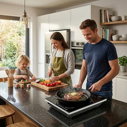 Topwish Single Burner Electric Stove, 110V-120V Portable Induction Cooktop, 1600W Countertop Stove Top Burner Hot Plate with with 10 Temp Levels, LED Display, Child Safety Lock, Timer & Auto-Shut-Off
