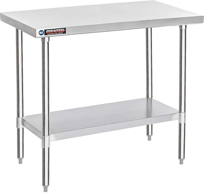 DuraSteel 30x48 Stainless Steel Work Table - NSF Certified Commercial Prep Table w/Adjustable Under Shelf - Kitchen Island, Outdoor Grill Stand, Laundry Folding & Garage Workbench - 350 lb Capacity