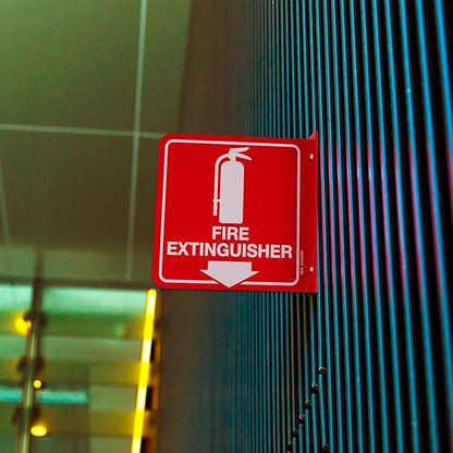 T&R Fire Extinguisher Sign, Fire Extinguisher with Down Arrow - 4 Pack - 6 x 6 Inches Acrylic, 2 pre-drilled holes, Includes Matching Screws, Use for Home Office/Business