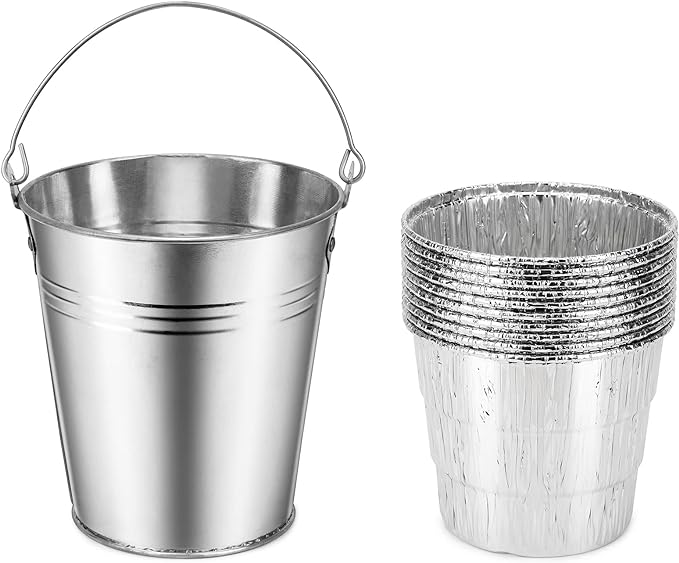 Stanbroil Grill Grease Bucket for Traeger/Pit Boss Outdoor BBQ, 10-Pack with Heat-Resistant Liners, Silver