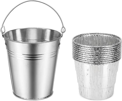 Stanbroil Grill Grease Bucket for Traeger/Pit Boss Outdoor BBQ, 10-Pack with Heat-Resistant Liners, Silver