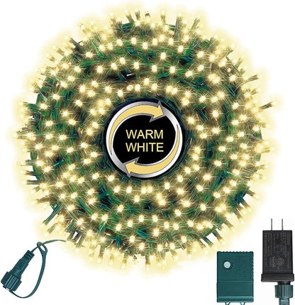 500 LED String Lights - Outdoor, 46ft, 500LED, Warm White, Plug-in Twinkle Fairy Lights with 11 Modes, Bedroom, Christmas