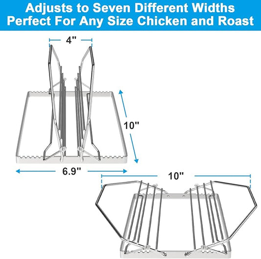 Adjustable Turkey Roasting Rack, V Shaped Chicken Roasting Rack for Ovens, Smokers, Grills, Baking Broiling Roasting Racks, Chrome Plated Meat Rack Fit Most Roasting Pans,1 Pack