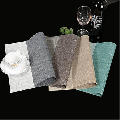 Zupro Placemats Set of 4 for Kitchen Dining Table Washable Braided Table Mats Heat-Resistant Placemats Non-Slip Woven PVC Vinyl Place Mats for Everyday use or Holidays Dinner 18"x12"(Grey)
