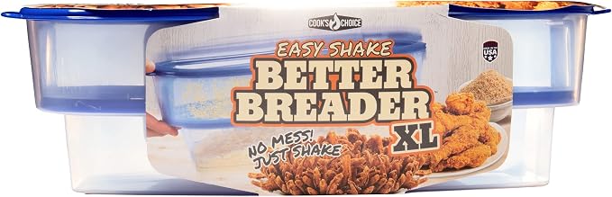 COOK'S CHOICE XL Original Better Breader Bowl 16" Mess-Free Breading Tray | Shake & Coat Batter Bowl w Lid for Chicken, Fish, & Vegetables, Great for Fish Fry, Tenders, Wings-Easy Cleanup & Made in USA