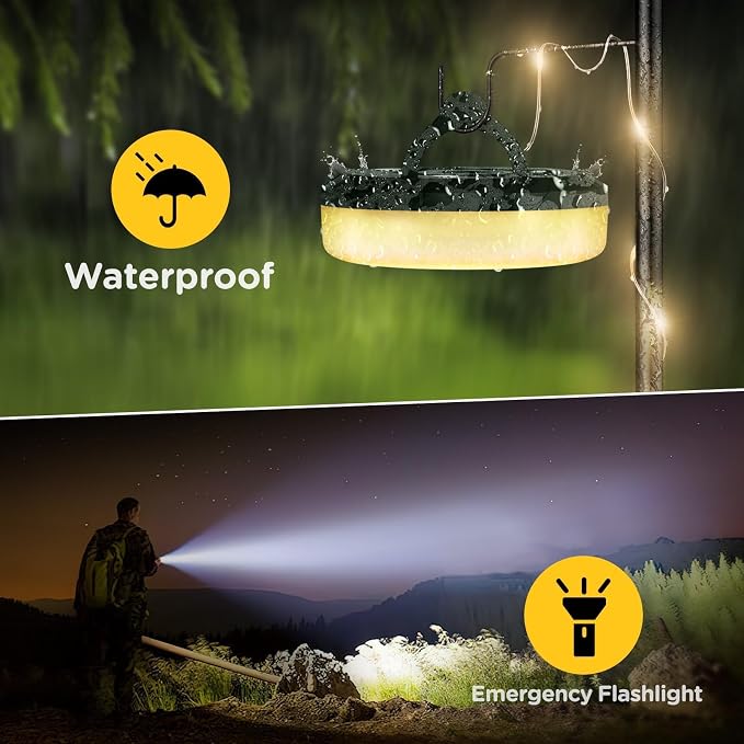 2-Pack Camping String Lights 4 in 1, 32.8FT Quick Storage 8 Modes | Protable Rechargeable Fairy Tent Lights String , Waterproof Portable LED Lamp for Outdoor Indoor Patio Decor Essentials