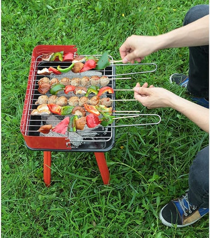 Barbecue Grill Portable Charcoal Grill, Chrome Cooking Grill, Outdoor Picnic Terrace, Backyard, Camping, 44.5 28 35 cm