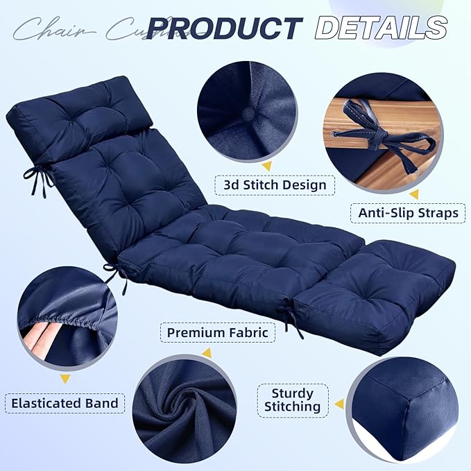 Waterproof Chaise Lounge Chair Cushion Outdoor Indoor 75 x 24 x 3.9Inches PP Cotton Non Slip Pool Lounge Chair Cushion for Outdoor Lounge Chairs Furniture,Hot Flower