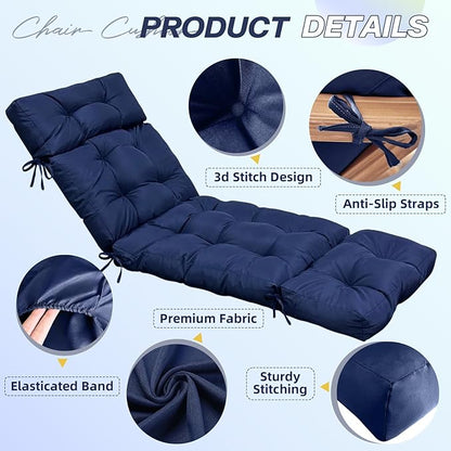 Waterproof Chaise Lounge Chair Cushion Outdoor Indoor 75 x 24 x 3.9Inches PP Cotton Non Slip Pool Lounge Chair Cushion for Outdoor Lounge Chairs Furniture,Hot Flower