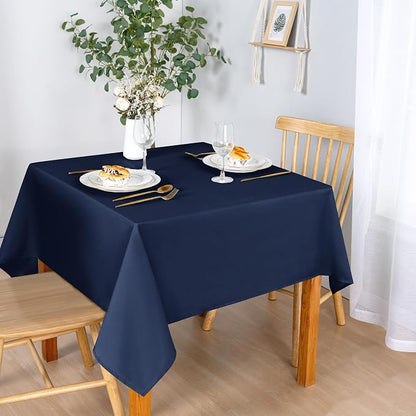 DWCN Blue Square Tablecloth - 54 x 54 Inch - Waterproof Stain and Wrinkle Resistant Washable Table Cloth, Decorative Fabric Table Cover for Kitchen Dining Room Party and Outdoor Use, Navy Blue