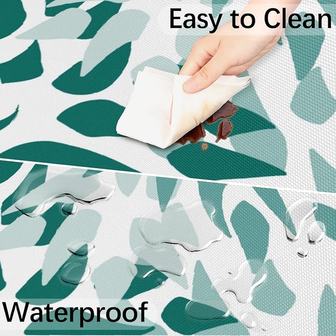 Fitted Round Tablecloth with Umbrella Hole and Zipper Abstract Nature Outdoor Elastic Table Cloth 45"-56" Oil-Proof Waterproof Green Nature Patio Table Cover for Picnic Party
