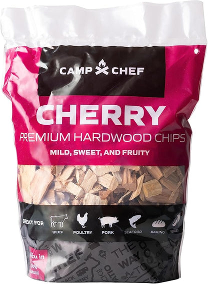 Camp Chef Premium Hardwood Chips - Wood Chips for Smoking & Outdoor Grilling - Compatible with Pellet Grills, Smokers & Barbecues - Made in The USA - Cherry, 192 cu in