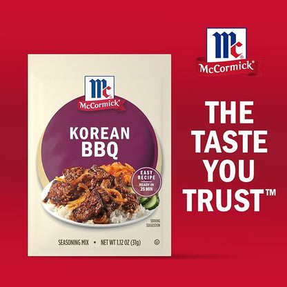 McCormick Seasoning Mix, Korean BBQ, For Sweet & Savory Korean BBQ Steak in Just 25 Minutes, 1.12 oz (Pack of 12)