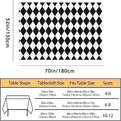 TKS MITLAN Diamond Decorative Rectangle Tablecloth Black White Diamond Pattern Polyester Table Cloths Kitchen Table Cover for Dining BBQ Picnic Coffee Table 52 x 70 Inch 4-6 Seats