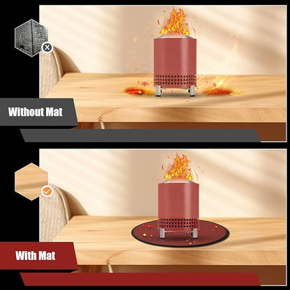 Solo Stove Mesa/XL Tabletop Fire Pit Mat, 4-Layer Fireproof Heat Resistant Under Grill Mat, Easy-to-Clean Waterproof & Non-Slip for Table Top Protection - Red
