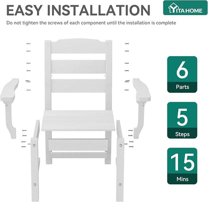 YITAHOME Wood-Grain Textured Resin Chairs Set of 2, Sturdy Patio Chair w/Max Bearing 330 LBS, All-Weather Outdoor Patio Chairs for Terrace, Garden, Backyard, Poolside, White