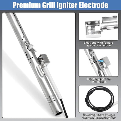 Criditpid Grill Replacement Parts for Charbroil 463229521 463229021 463228622 463259223 463284422, G426-0005-W1 Grill Grates, Heat Plates, Burners and Igniter for Charbroil Performance 6 Burner Grill