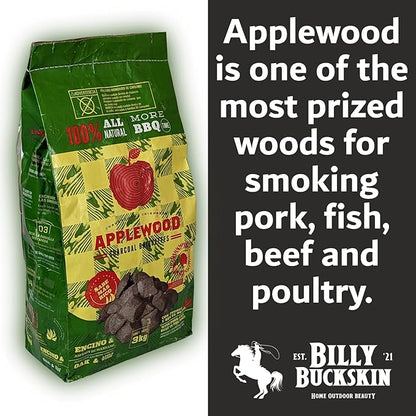 13lb Oak & Applewood Charcoal Briquettes - All Natural Wood Charcoal for Grilling - Premium BBQ Briquettes - Quick Light, Pure Hardwood - Long Burning, Rich Smoky Flavor - by Billy Buckskin