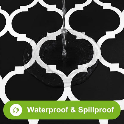 Smiry Picnic Fitted Table Cover, Square Flannel Backed Vinyl Tablecloth | Waterproof Elastic Stretch Table Cloth, Wipeable Plastic Tablecloth for Camping, Indoor & Outdoor (Black, 36" x 36")