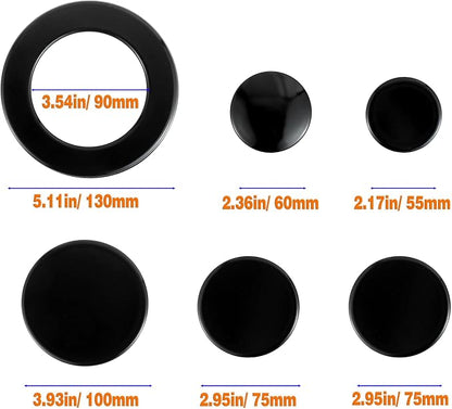 Upgraded Gas Stove Burner Cap Set - 6 Piece Metal Cooker Hat Replacement Kit For SABAF Stoves,Oven Gas Hob Burner Crown Flame Cap Cover, Stove Handles Lid Kit (Flat)