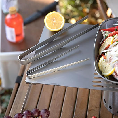Titanium BBQ Tongs Grill Tongs Tweezer Clip Multi Function for Kitchen Salad Steak Barbecue Buffet (Grey, 6.5)