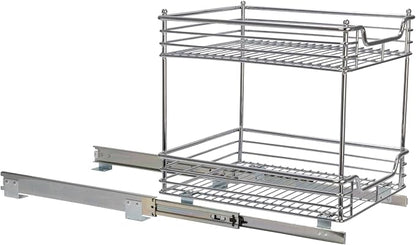 Household Essentials Chromed Steel 2-Tier Artisan Pull-Out Organizer