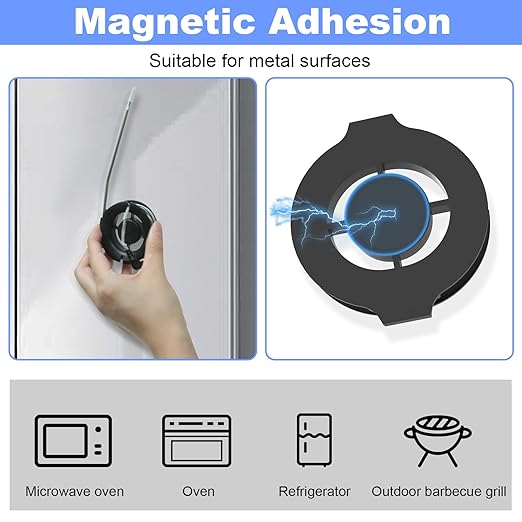 Probe Magnetic Spool Organizer，2pack Magnetic Thermometer Probe Spool Wrap for Boss/Traeger/Thermo Pro Digital Temperature Meat Probe Organizer（Black）