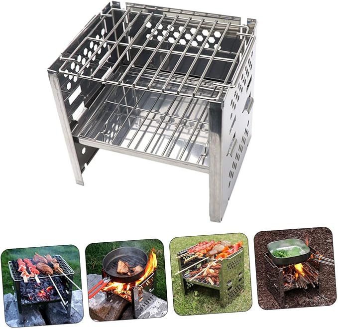 Yardwe Stainless Steel Bbq Grill Portable Charcoal Grill for Camping Accessory