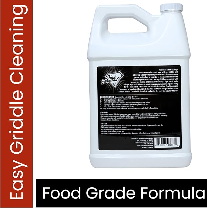 Griddle & Grill Cleaner – Flat Top Griddle Cleaner,Food-Contact Safe 1-Gal. | Flat Top Griddle Cleaner, Non-Caustic, Food-Contact Safe, Unscented, Residue-Free