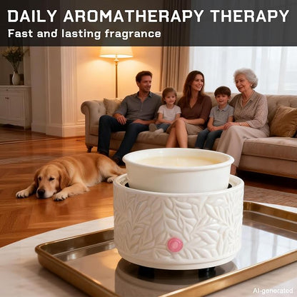 Wax Melt Warmer 3-in-1 Electric, Ceramic Wax Burner for Scented Wax & Essential Oil – Fast Heating, Flame-Free Aromatherapy for Home Office, White