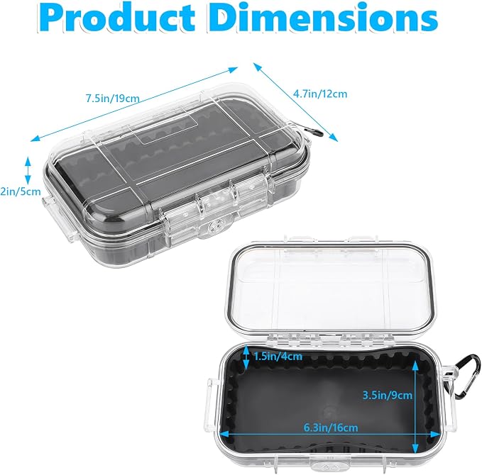 Tiiyee Small Waterproof Storage Case, Outdoor Survival Waterproof Dry Box | Protective Case Shockproof Airtight Carry Box Container Floating Hard Shell for EDC Tools Phone Keys Watches Travel Fishing