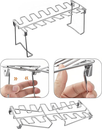 auisea Chicken Leg Rack for Grill 14 Slots - 2-Piece Set Professional Grade Stainless Steel Chicken Drumstick Holder- Metal Chicken Leg Rack for Smoker Oven BBQ