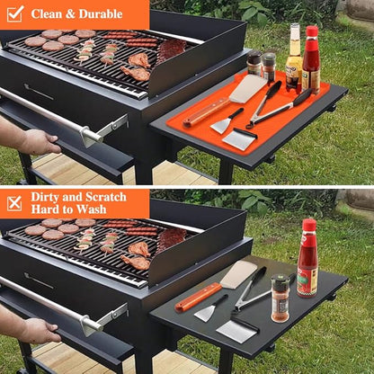 Silicone Griddle Tools Mat for Blackstone,16 * 11.5 Inch Silicone Mat with Drip Pad,Side Shelf Grill Mats for Outdoor Grill,Kitchen, Cooking & Countertop, Griddle Accessories