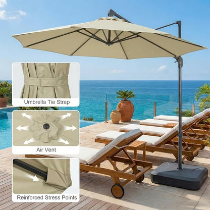 COWVIE Umbrella Canopy Replacement for 8 Ribs Patio Umbrella, Outdoor Table Parasol Replacement for Yard, Canopy Only