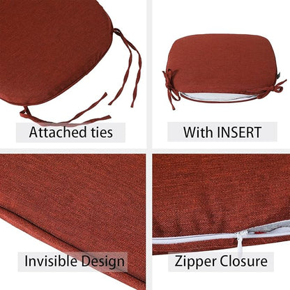 Outdoor Chair Cushions Set of 2,Patio Seat Cushion 17"x16"x2",U-Shaped Dining Chair Cushion 17 by 16 Inch,Water Resistant,Fade-Resistant Chair Pads for Kitchen Garden Furniture(Dark Red)