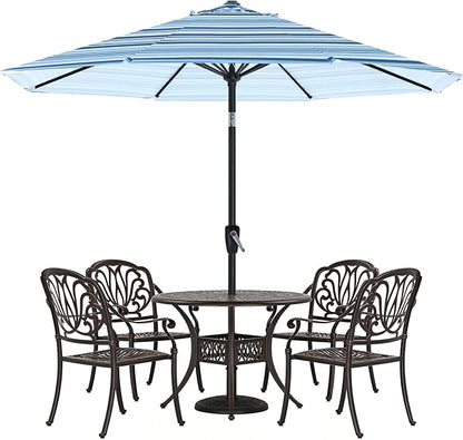 ABCCANOPY 9FT Patio Umbrella - Outdoor Waterproof Table Umbrella with Push Button Tilt and Crank, 8 Ribs UV Protection Pool Umbrella for Garden, Lawn, Deck & Backyard (Blue Green Stripes)