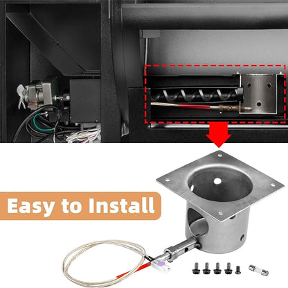 Fire Burn Pot and Hot Rod Ignitor Kit Replacement Parts for Traeger & Pit Boss Wood Pellet Grill Smoker, Fire Burner Pot with Screws and Fuse
