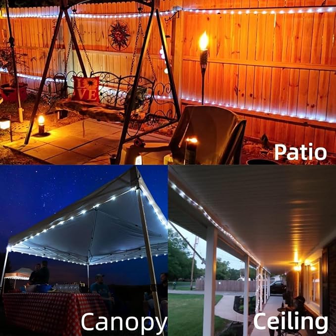YEGUO Solar Rope Lights Outdoor Waterproof, 66ft 200 LED White String Lights, 8 Modes Fairy Lights in Clear Thin Tube
