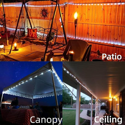 YEGUO Solar Rope Lights Outdoor Waterproof, 66ft 200 LED White String Lights, 8 Modes Fairy Lights in Clear Thin Tube
