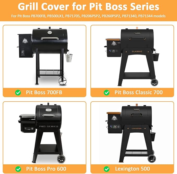 Smoker Grill Cover for Pit Boss 700FB Series, 73700 Pellet Cover for Pit Boss Lexington 500, 400FB, Pro 600 and Z Grill 550B Wood Pellet Smoker, 600D Waterproof Heavy Duty Pellet Smoker Cover
