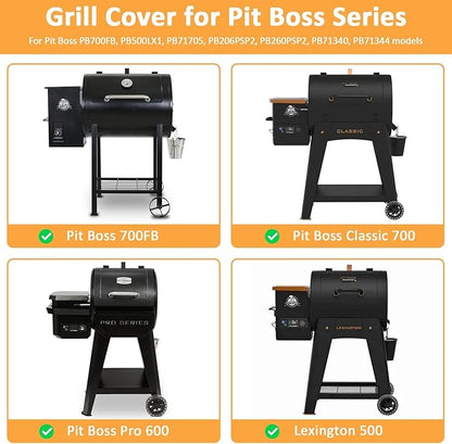 Smoker Grill Cover for Pit Boss 700FB Series, 73700 Pellet Cover for Pit Boss Lexington 500, 400FB, Pro 600 and Z Grill 550B Wood Pellet Smoker, 600D Waterproof Heavy Duty Pellet Smoker Cover
