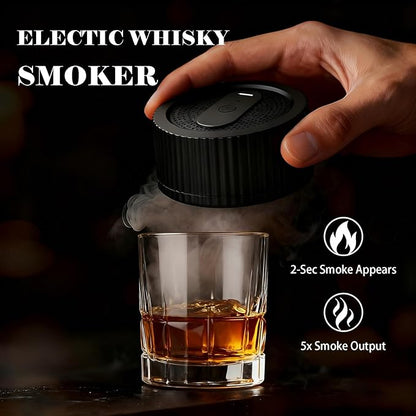 Electric Whiskey Smoker Kit, Bourbon Whiskey Smoker, 8 Flavors Wood Chips, Cocktail Smoker Enhancer with USB Rechargeable & Built-in Lighter, Fashion Drink Smoker Kit Gift for Men Husband Dad