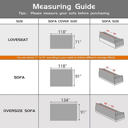 MEETSKY Couch Covers for 3 Cushion Couch Sofa Washable Cat Scratch Proof Sectional Couch Covers L Shape Sofa Cover Slipcovers Couch Furniture Protector for Pets Dogs Kids, 91" x 118", Grey