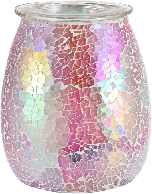 Dicimi 2-in-1 Candle Warmer Lamp, Electric Wax Melt Warmer with Pink Ombre Glass, Night Light & Removable Tray, Flameless Aromatherapy Gift for Home Bedroom Office