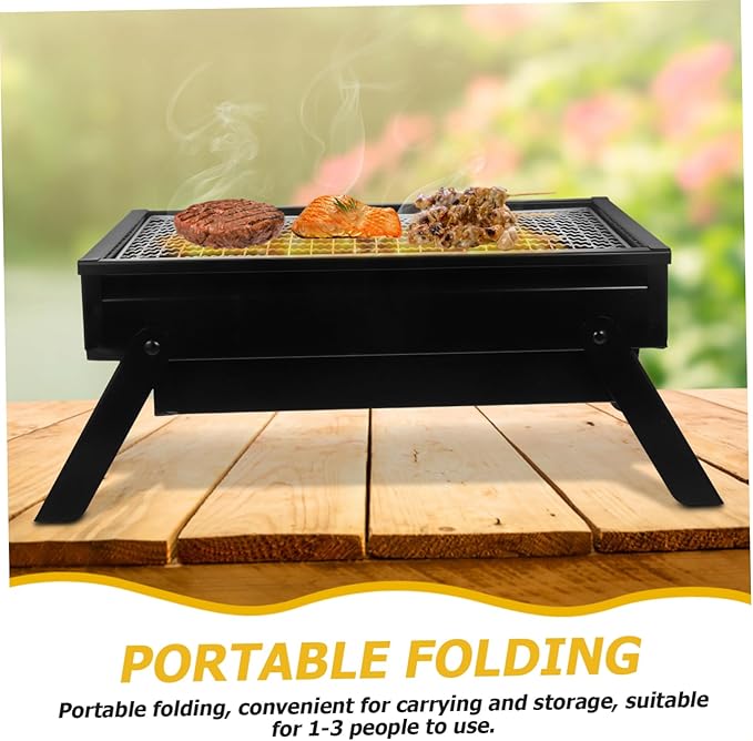 Portable Charcoal Grill Compact Folding for Outdoor Cooking Camping and Backyard Gatherings Features Pullout Charcoal Box for Easy Use and Cleaning for People