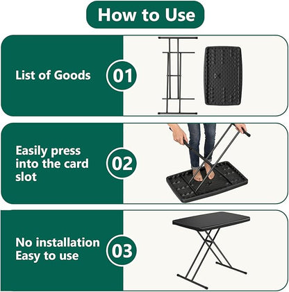 Folding Table 2 Pack,30 Inch-Small Desk Adjustable Height TV Tray for Laptop, Couch, Camping - Heavy Duty Utility Foldable Table for Small Spaces, No Assembly Required, Black Granite