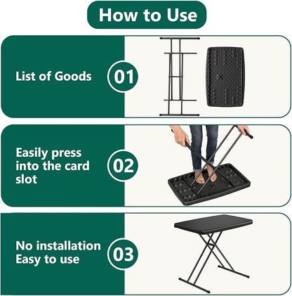 30in Folding Table, Portable Picnic Table with Adjustable Height, Foldable TV Tray Table & Laptop Desk for Small Spaces, Patio, Camping, BBQ, No Assembly Needed, Black