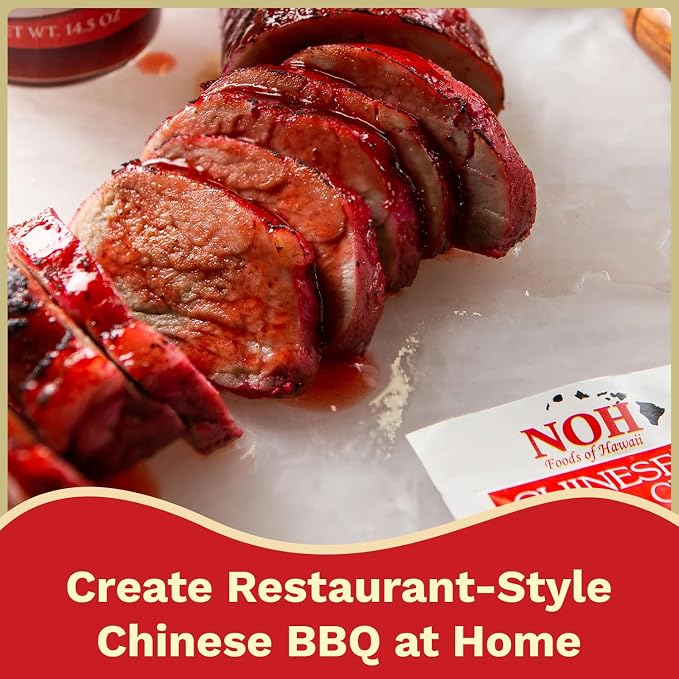 NOH Chinese Barbecue Char Siu Seasoning Mix, 2.5 oz Packet (Pack of 3) - Authentic Chinese Barbecue Seasoning for Restaurant-Style Classic Char Siu Taste - Ideal for Pork, Chicken, Ribs and More