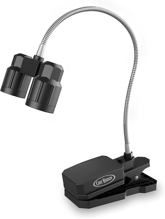 Grill Light - Magnetic Clamp LED Light with Flexible Gooseneck Arm for Grills, Smokers, or Griddles - Grilling Gifts for Men or Women by Chef Buddy